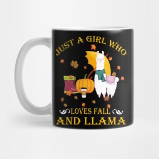 Just A Girl Who Loves Fall & Llama Funny Thanksgiving Gift Mug